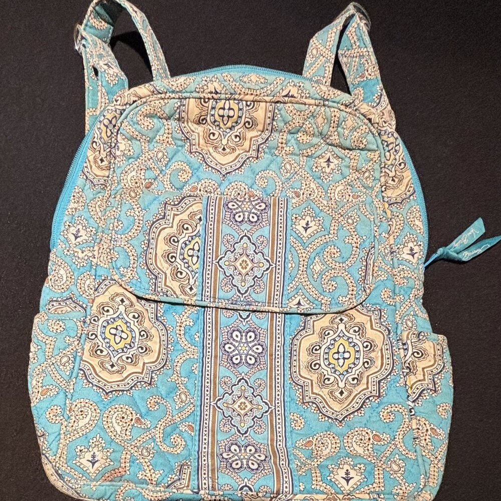 Vera Bradley Small Backpack Teal with Brown Interior